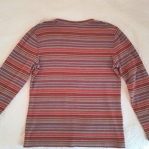 Links Womens Long Sleeve Stipe Mid Weight Knit Top Tee Shirt Size M - Picture 7 of 7